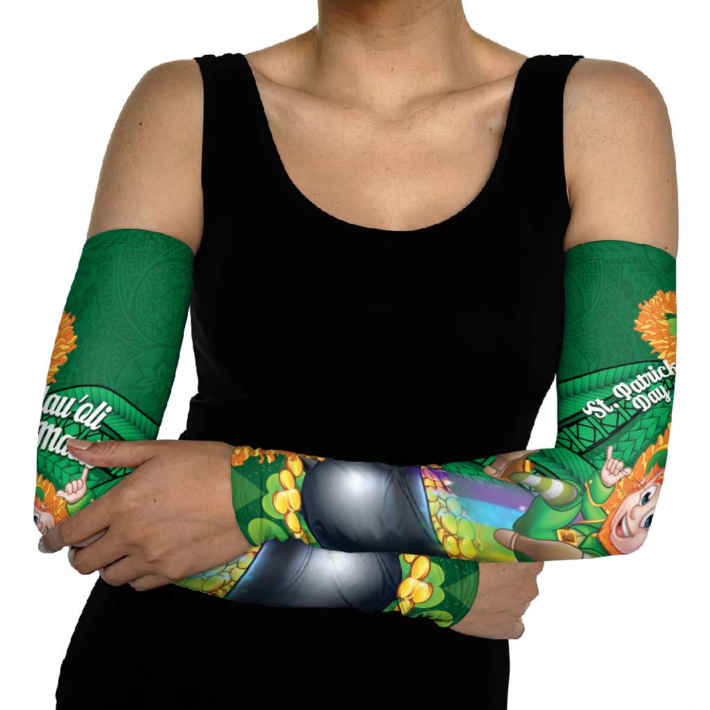 St Patrick's Day Hawaii Arm Sleeves Hauoli Maoli Funny Shaka Leprechaun LT14 - Polynesian Pride