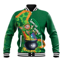 St Patrick's Day Hawaii Baseball Jacket Hauoli Maoli Funny Shaka Leprechaun LT14 Unisex Green - Polynesian Pride