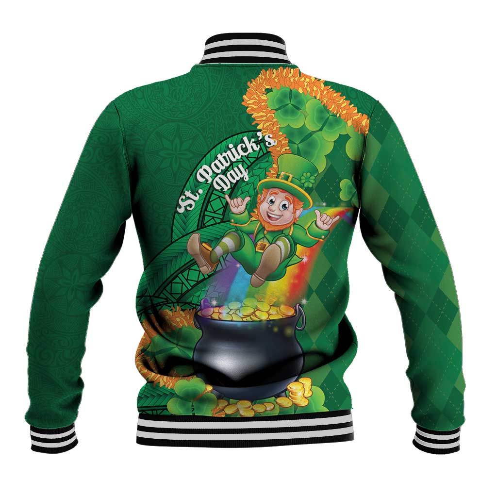 St Patrick's Day Hawaii Baseball Jacket Hauoli Maoli Funny Shaka Leprechaun LT14 - Polynesian Pride