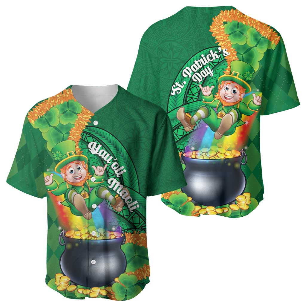 St Patrick's Day Hawaii Baseball Jersey Hauoli Maoli Funny Shaka Leprechaun LT14 - Polynesian Pride