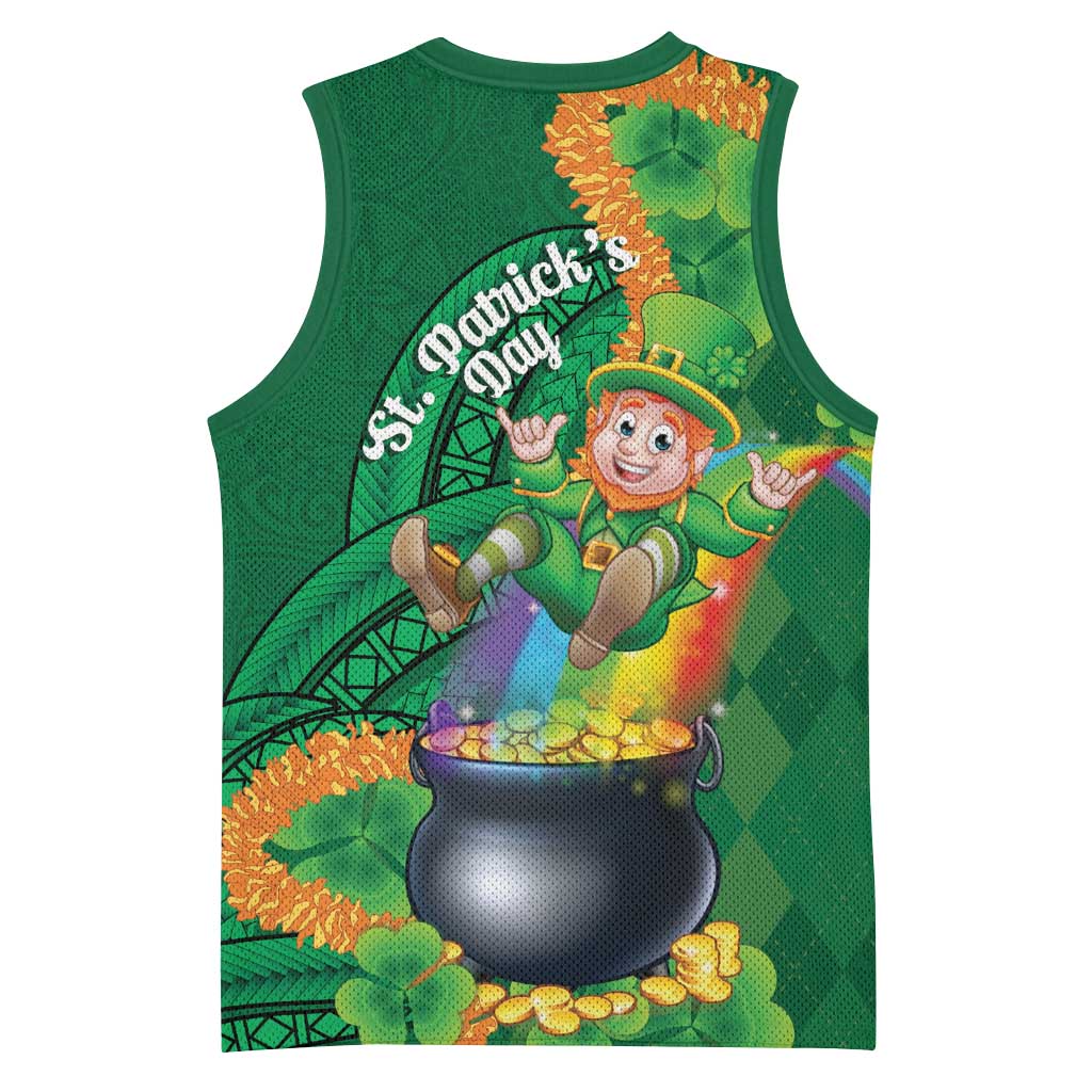 St Patrick's Day Hawaii Basketball Jersey Hauoli Maoli Funny Shaka Leprechaun LT14 - Polynesian Pride