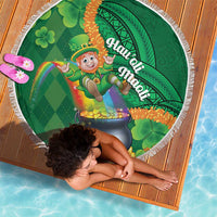 St Patrick's Day Hawaii Beach Blanket Hauoli Maoli Funny Shaka Leprechaun LT14 - Polynesian Pride