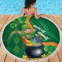 St Patrick's Day Hawaii Beach Blanket Hauoli Maoli Funny Shaka Leprechaun LT14 - Polynesian Pride