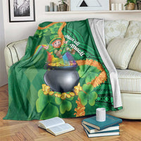 St Patrick's Day Hawaii Blanket Hauoli Maoli Funny Shaka Leprechaun LT14 Green - Polynesian Pride