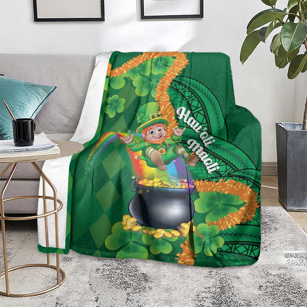 St Patrick's Day Hawaii Blanket Hauoli Maoli Funny Shaka Leprechaun LT14 - Polynesian Pride