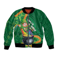 St Patrick's Day Hawaii Bomber Jacket Hauoli Maoli Funny Shaka Leprechaun LT14 Unisex Green - Polynesian Pride