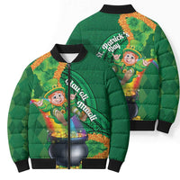 St Patrick's Day Hawaii Bomber Puffer Jacket Hauoli Maoli Funny Shaka Leprechaun LT14 - Polynesian Pride