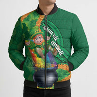 St Patrick's Day Hawaii Bomber Puffer Jacket Hauoli Maoli Funny Shaka Leprechaun LT14 - Polynesian Pride