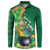 St Patrick's Day Hawaii Button Sweatshirt Hauoli Maoli Funny Shaka Leprechaun LT14 Green - Polynesian Pride