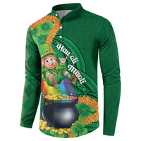 St Patrick's Day Hawaii Button Sweatshirt Hauoli Maoli Funny Shaka Leprechaun LT14 - Polynesian Pride
