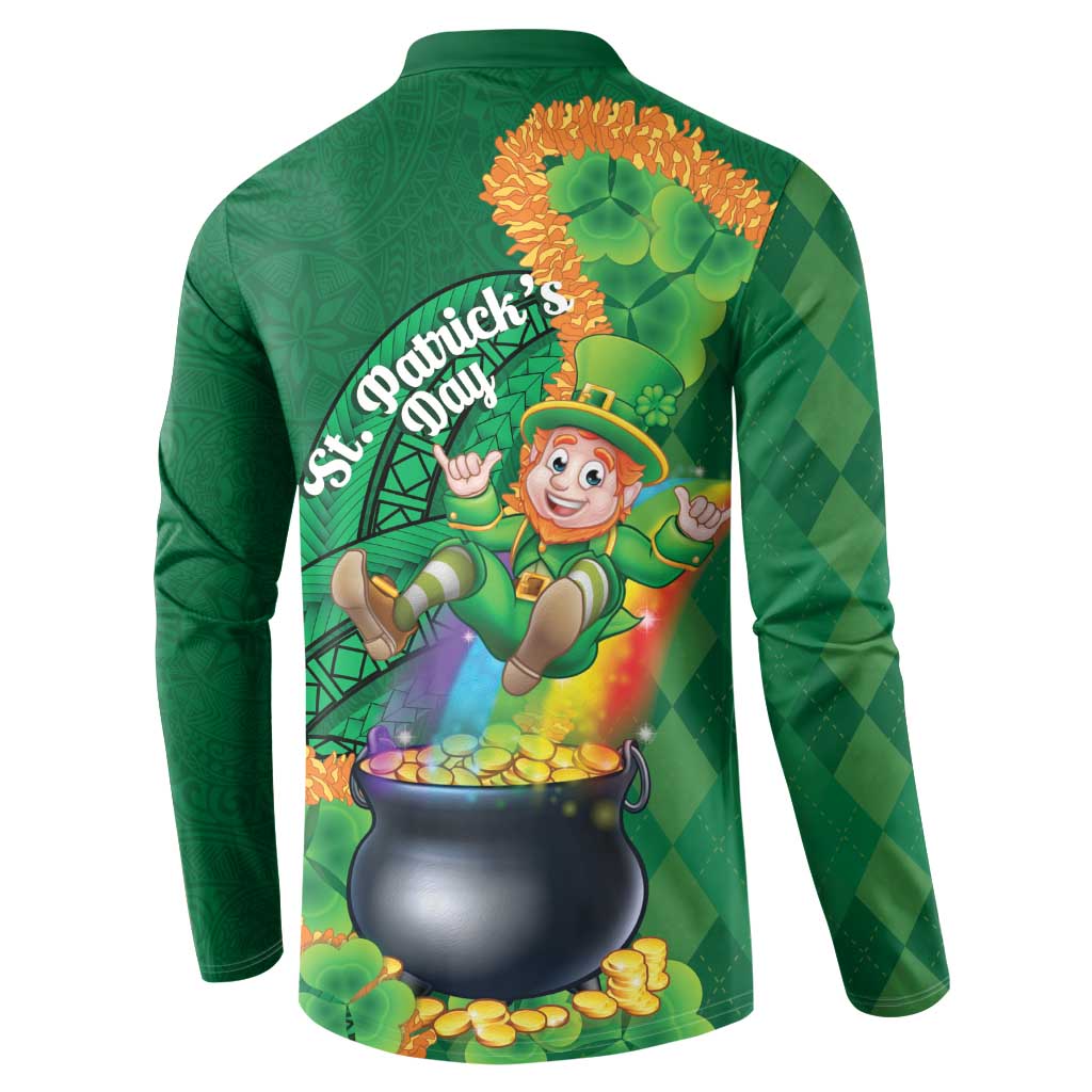 St Patrick's Day Hawaii Button Sweatshirt Hauoli Maoli Funny Shaka Leprechaun LT14 - Polynesian Pride
