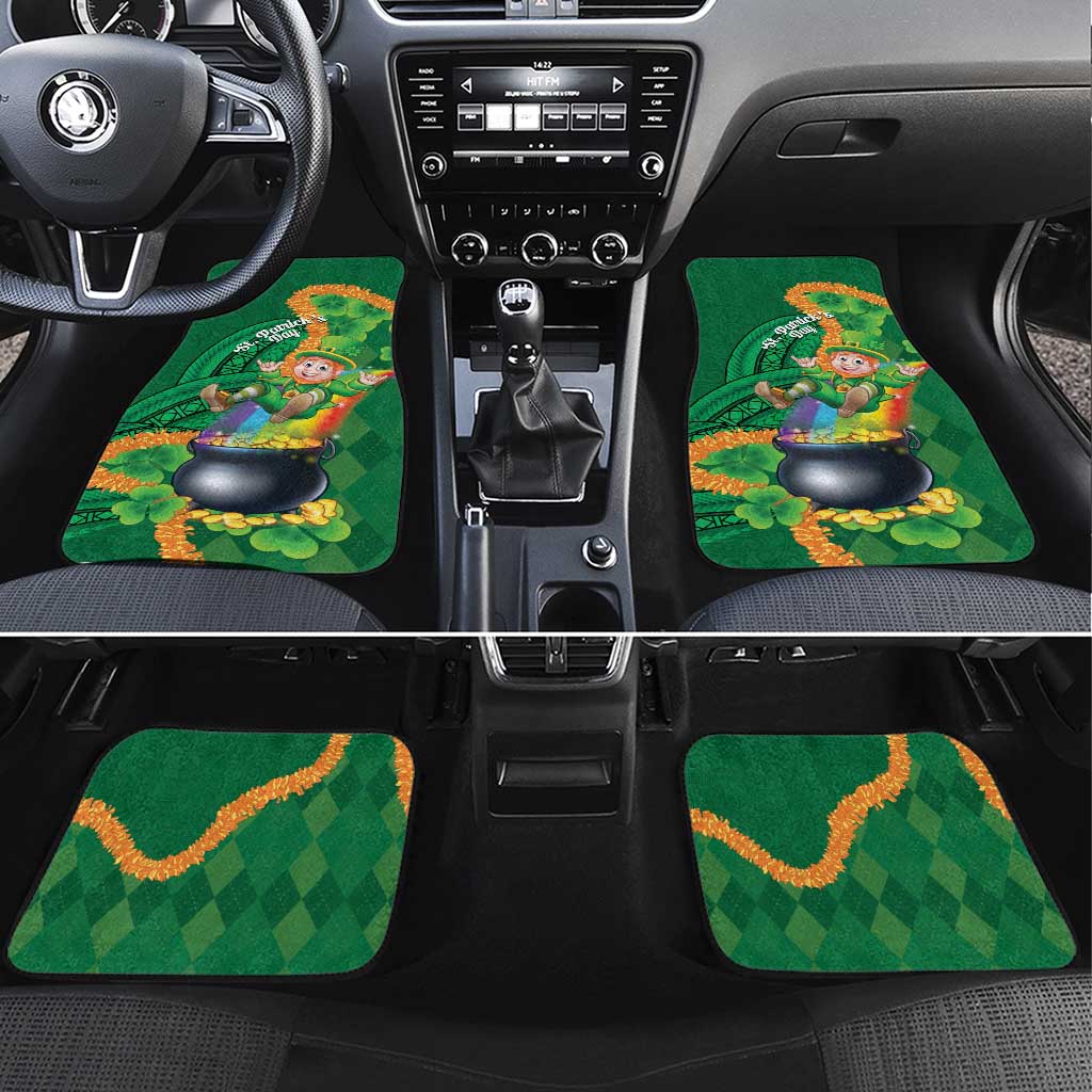 St Patrick's Day Hawaii Car Mats Hauoli Maoli Funny Shaka Leprechaun LT14 Set 4pcs Green - Polynesian Pride