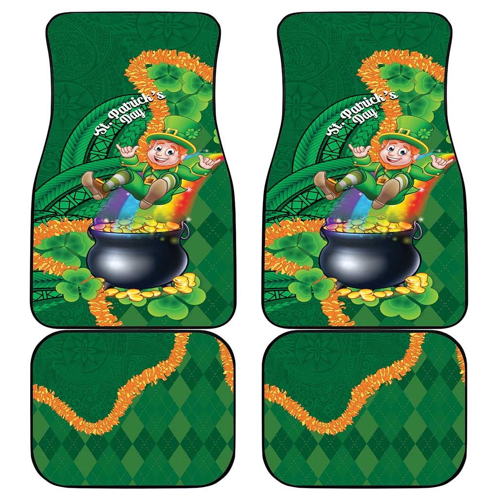 St Patrick's Day Hawaii Car Mats Hauoli Maoli Funny Shaka Leprechaun LT14 - Polynesian Pride