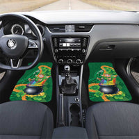 St Patrick's Day Hawaii Car Mats Hauoli Maoli Funny Shaka Leprechaun LT14 Set 2pcs - Front Green - Polynesian Pride