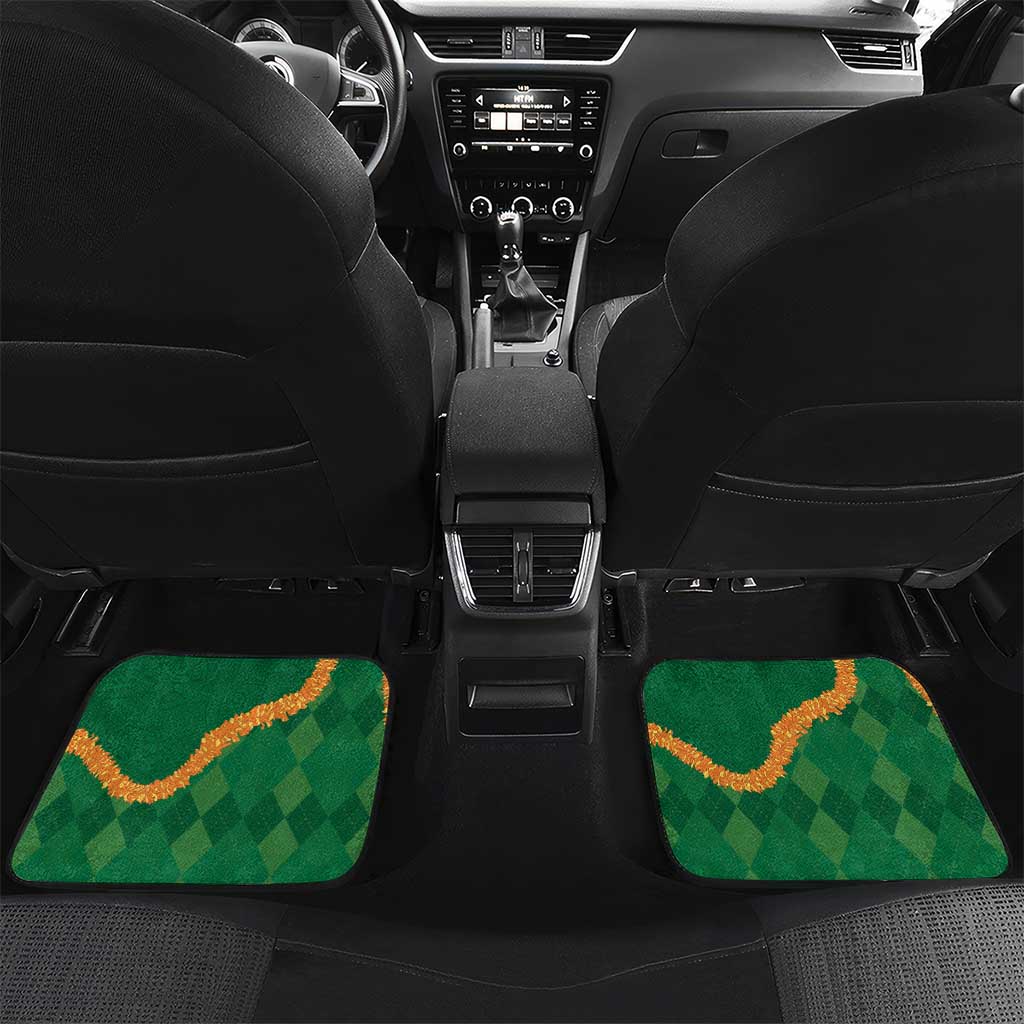 St Patrick's Day Hawaii Car Mats Hauoli Maoli Funny Shaka Leprechaun LT14 Set 2pcs - Back Green - Polynesian Pride