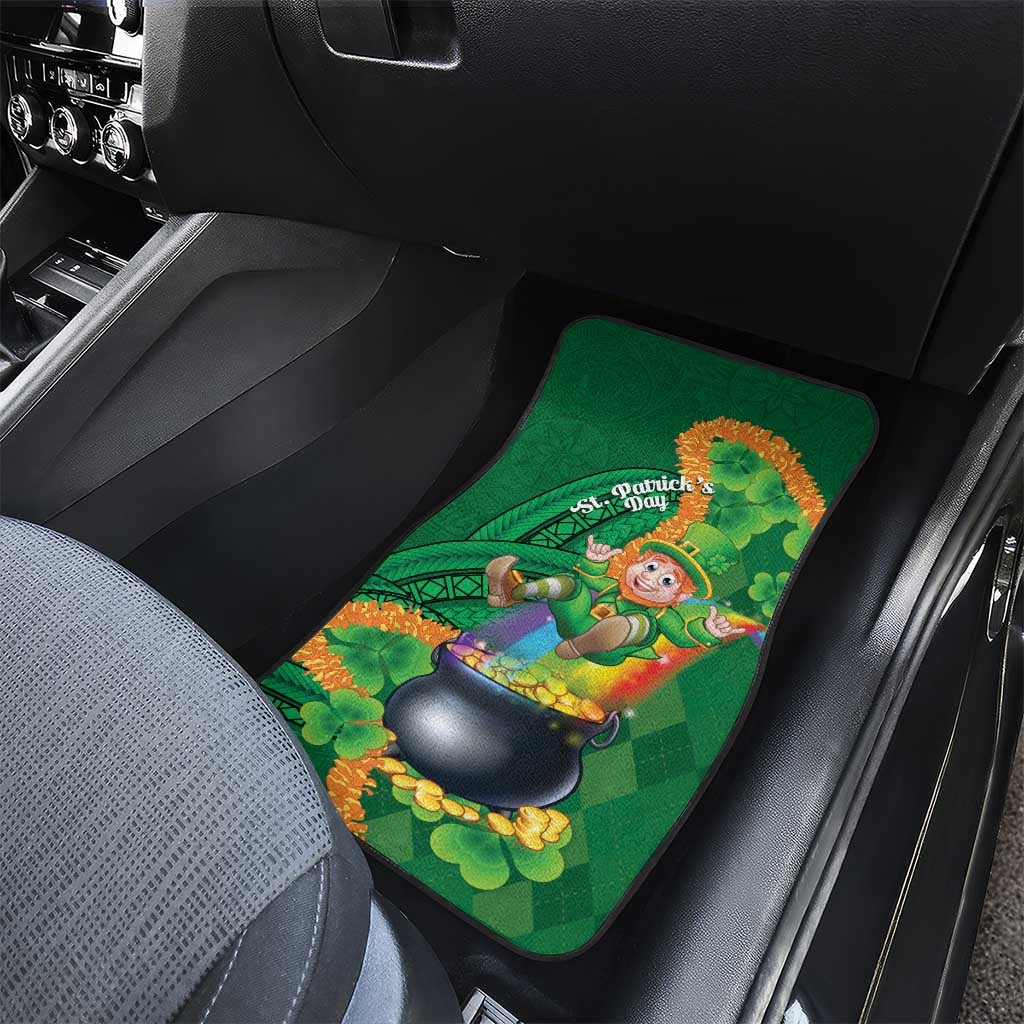 St Patrick's Day Hawaii Car Mats Hauoli Maoli Funny Shaka Leprechaun LT14 - Polynesian Pride