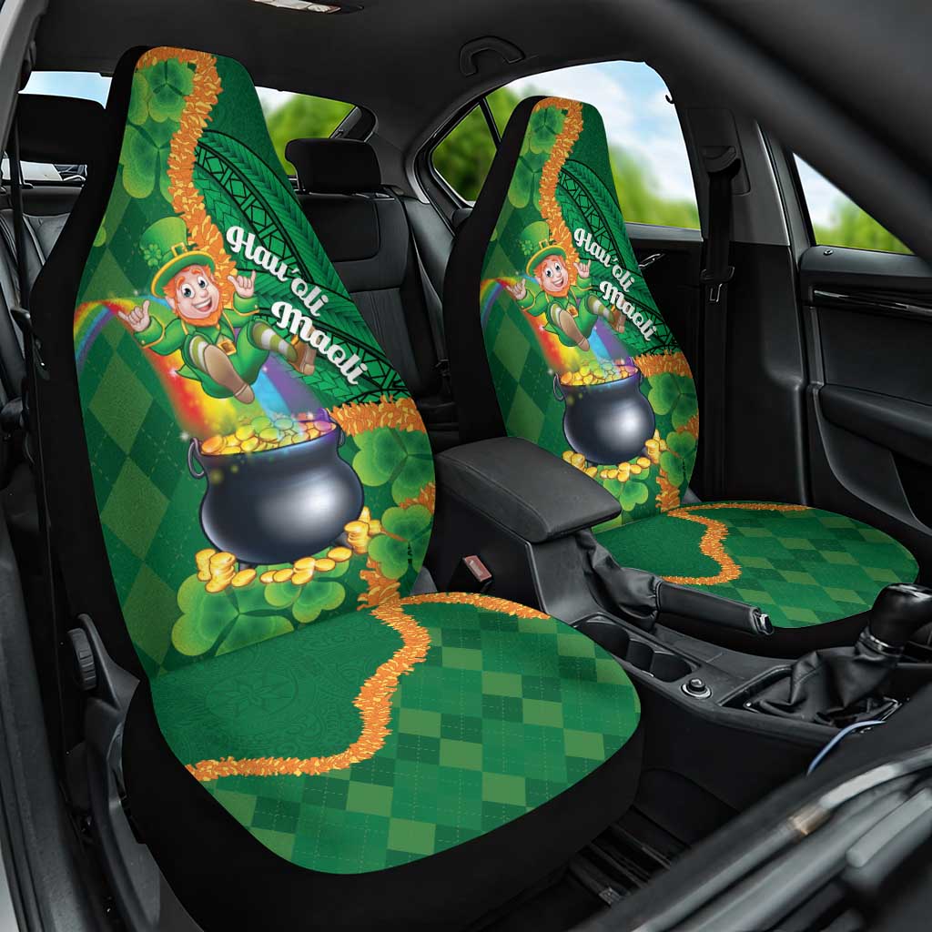 St Patrick's Day Hawaii Car Seat Cover Hauoli Maoli Funny Shaka Leprechaun LT14 One Size Green - Polynesian Pride