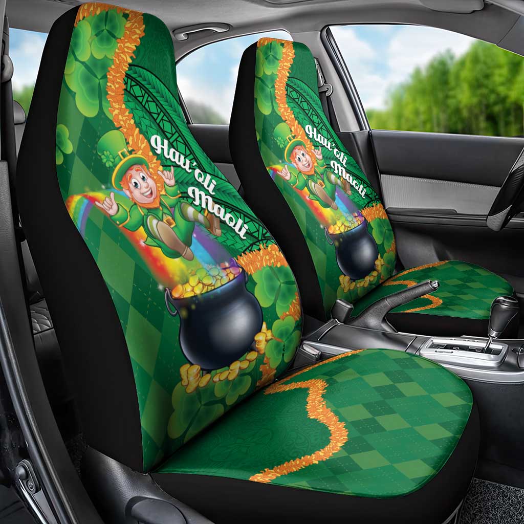 St Patrick's Day Hawaii Car Seat Cover Hauoli Maoli Funny Shaka Leprechaun LT14 - Polynesian Pride