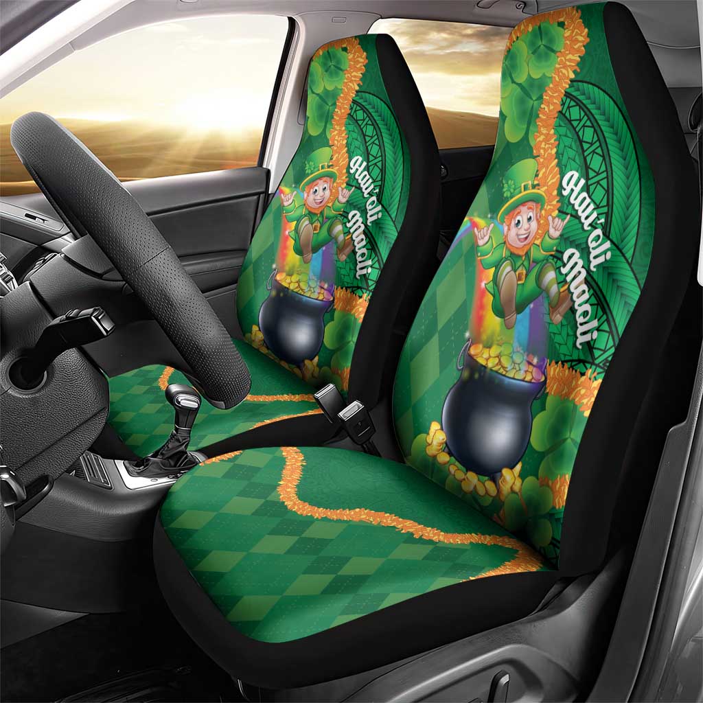 St Patrick's Day Hawaii Car Seat Cover Hauoli Maoli Funny Shaka Leprechaun LT14 - Polynesian Pride