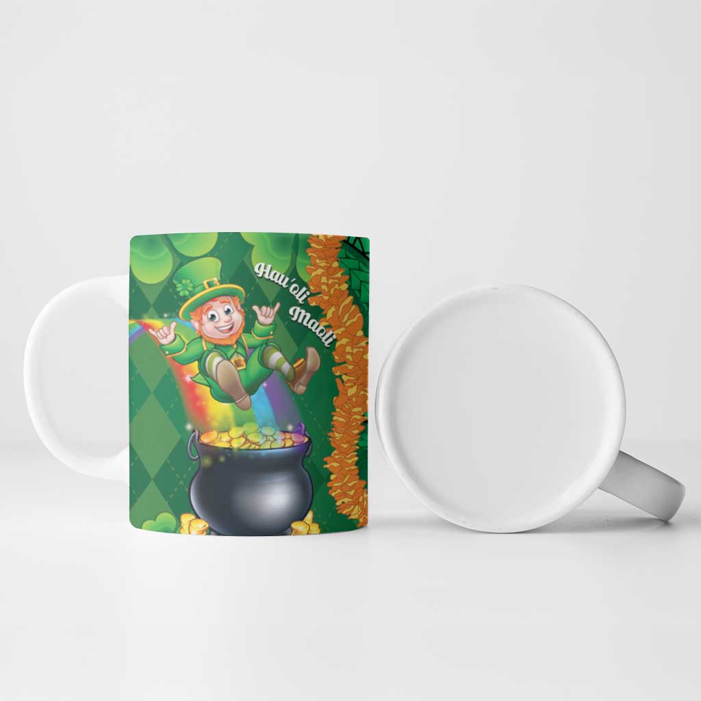 St Patrick's Day Hawaii Ceramic Mug Hauoli Maoli Funny Shaka Leprechaun