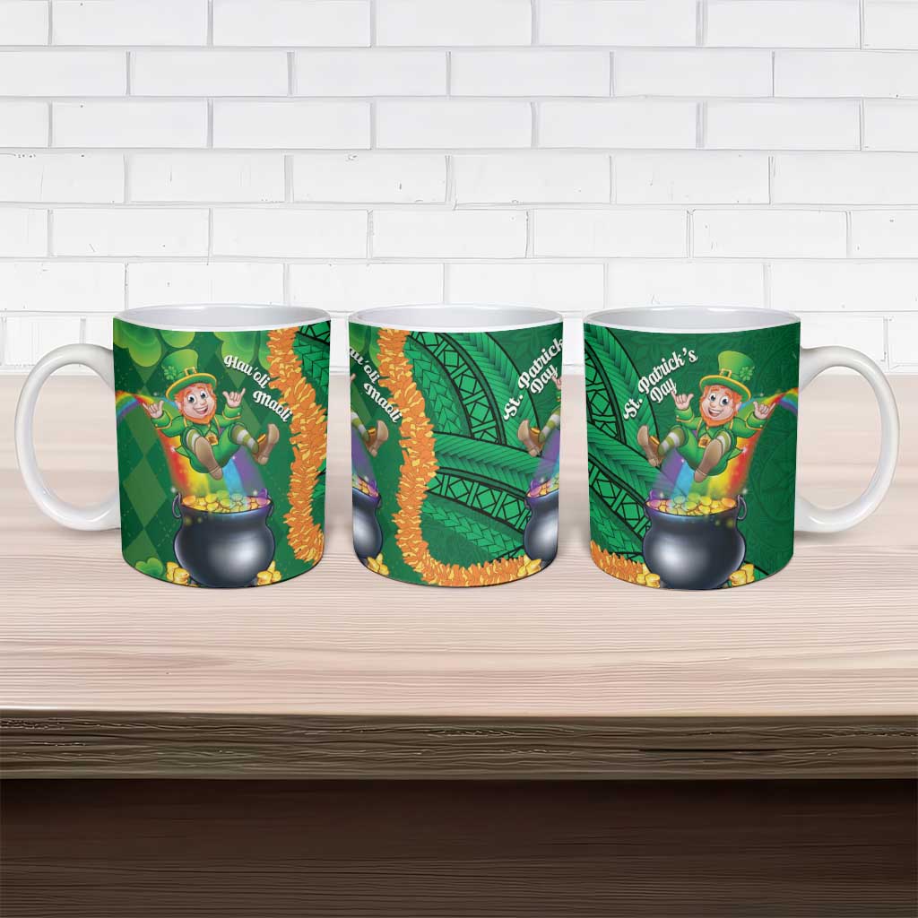 St Patrick's Day Hawaii Ceramic Mug Hauoli Maoli Funny Shaka Leprechaun