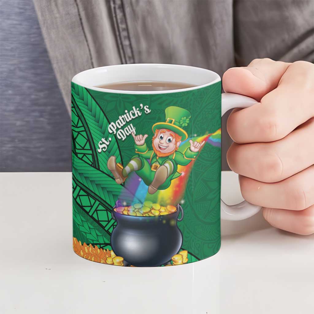 St Patrick's Day Hawaii Ceramic Mug Hauoli Maoli Funny Shaka Leprechaun