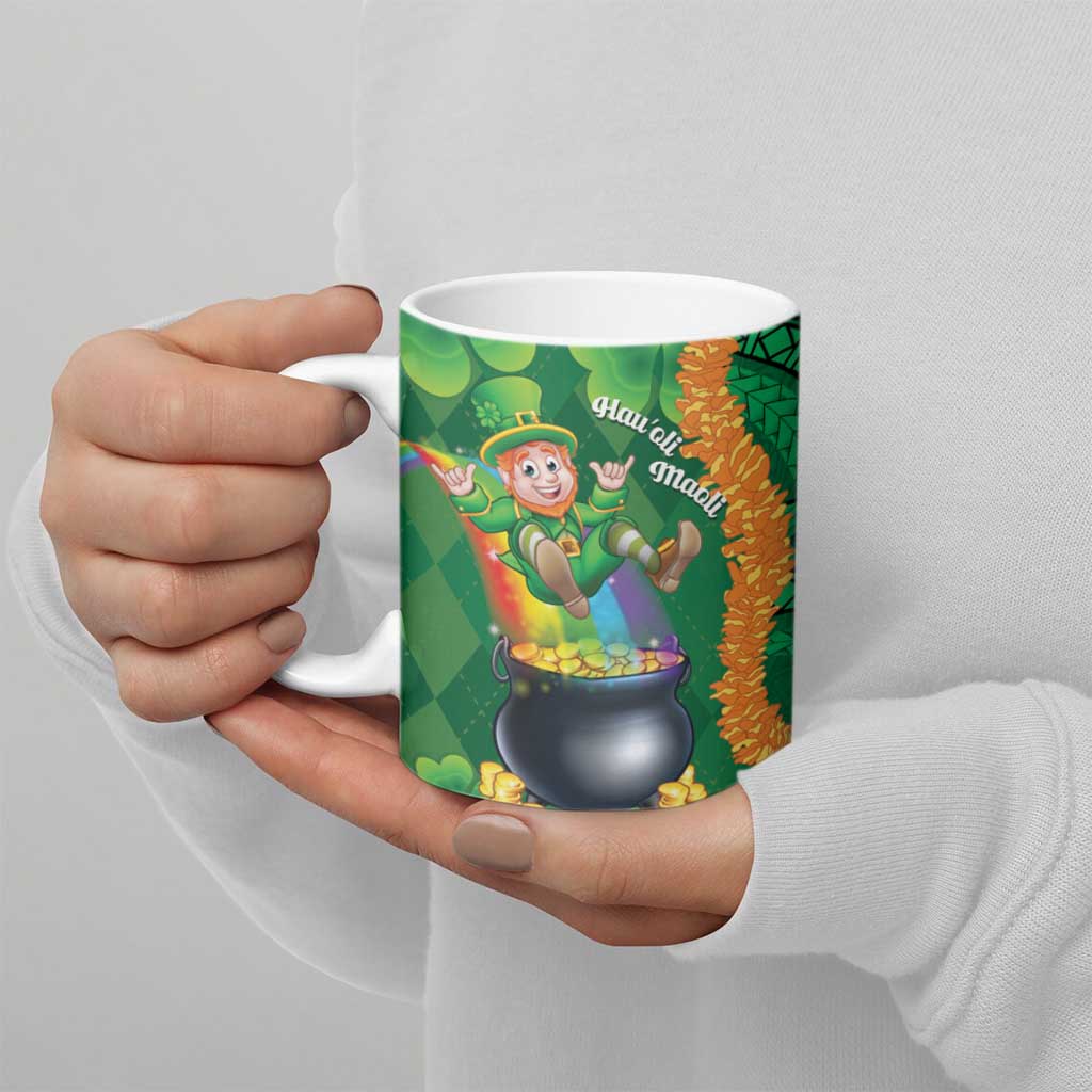 St Patrick's Day Hawaii Ceramic Mug Hauoli Maoli Funny Shaka Leprechaun