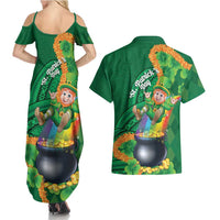 St Patrick's Day Hawaii Couples Matching Summer Maxi Dress and Hawaiian Shirt Hauoli Maoli Funny Shaka Leprechaun