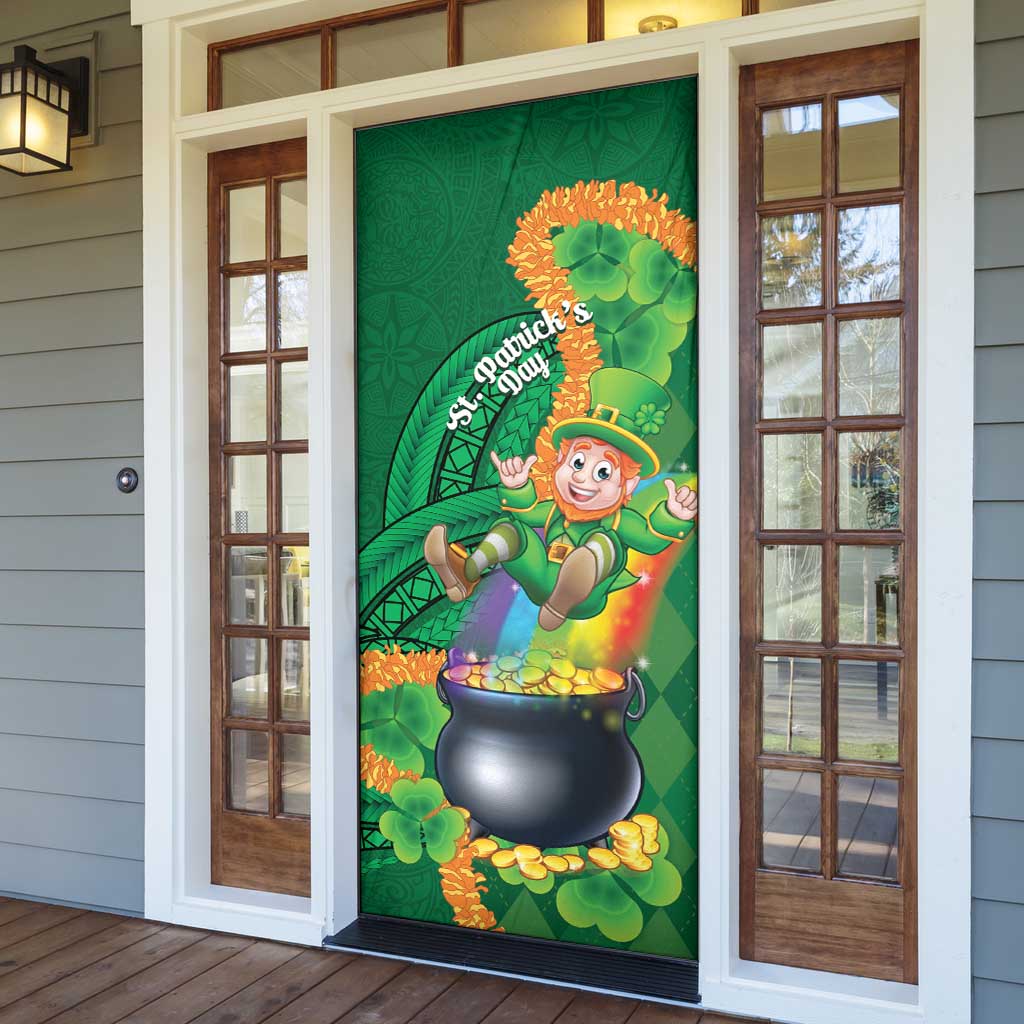 St Patrick's Day Hawaii Door Cover Hauoli Maoli Funny Shaka Leprechaun LT14 - Polynesian Pride