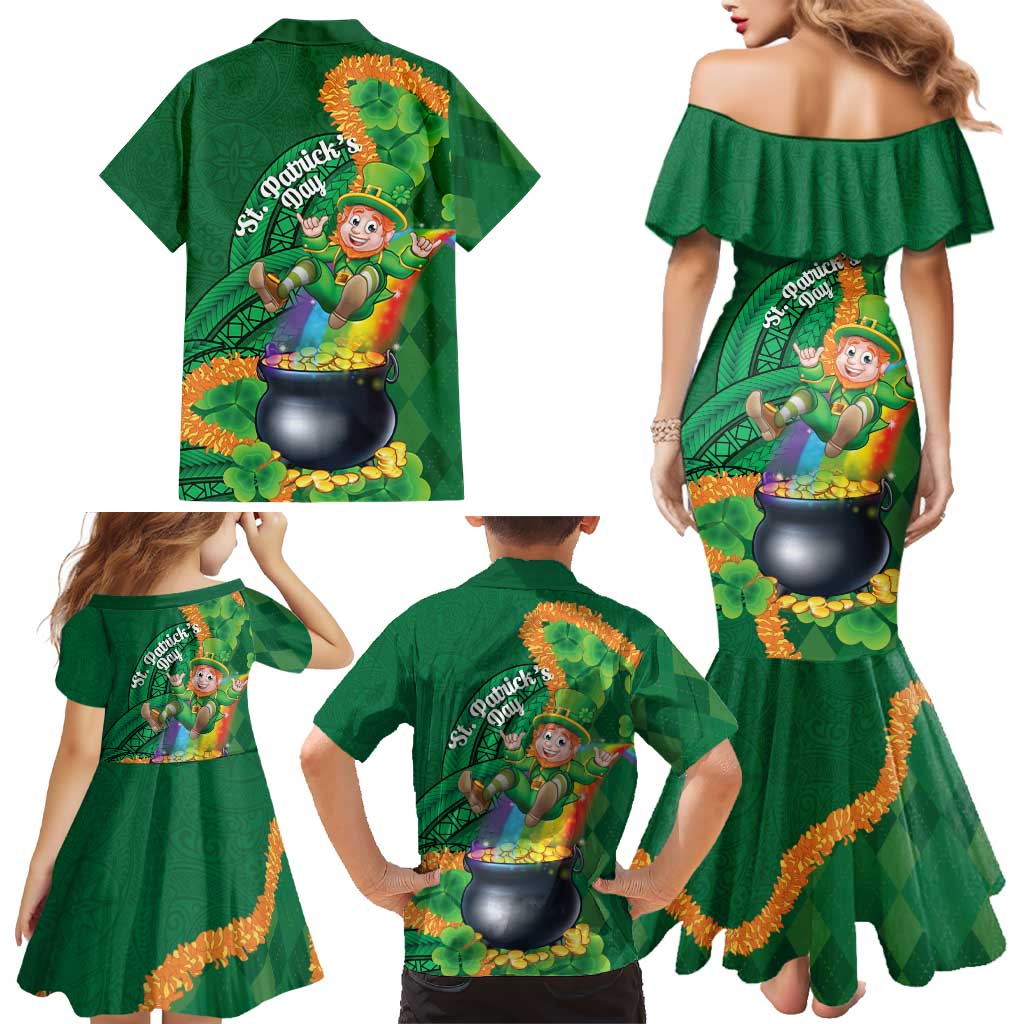 St Patrick's Day Hawaii Family Matching Mermaid Dress and Hawaiian Shirt Hauoli Maoli Funny Shaka Leprechaun
