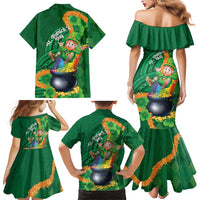 St Patrick's Day Hawaii Family Matching Mermaid Dress and Hawaiian Shirt Hauoli Maoli Funny Shaka Leprechaun