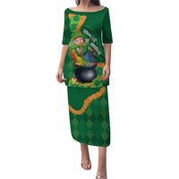 St Patrick's Day Hawaii Family Matching Puletasi and Hawaiian Shirt Hauoli Maoli Funny Shaka Leprechaun