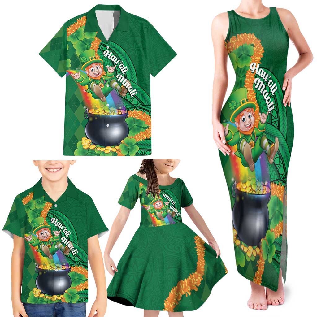 St Patrick's Day Hawaii Family Matching Tank Maxi Dress and Hawaiian Shirt Hauoli Maoli Funny Shaka Leprechaun LT14 - Polynesian Pride