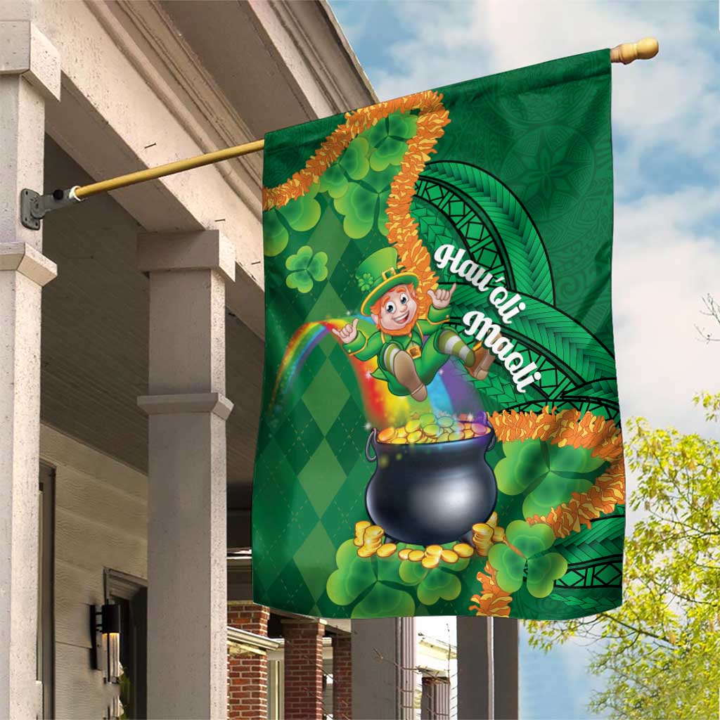 St Patrick's Day Hawaii Garden Flag Hauoli Maoli Funny Shaka Leprechaun LT14 House Flag Green - Polynesian Pride