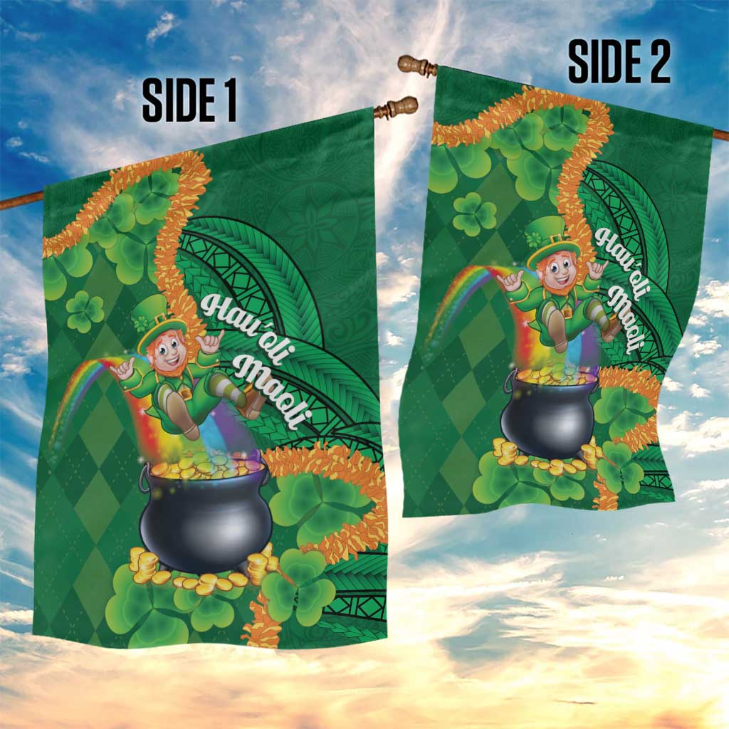 St Patrick's Day Hawaii Garden Flag Hauoli Maoli Funny Shaka Leprechaun LT14 - Polynesian Pride