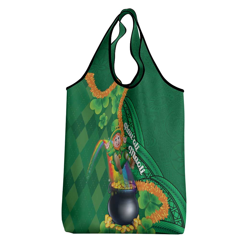 St Patrick's Day Hawaii Grocery Bag Hauoli Maoli Funny Shaka Leprechaun LT14 - Polynesian Pride