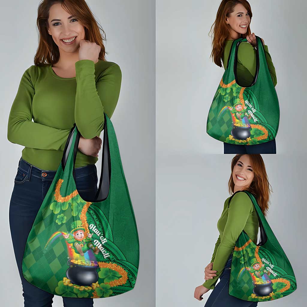 St Patrick's Day Hawaii Grocery Bag Hauoli Maoli Funny Shaka Leprechaun LT14 - Polynesian Pride