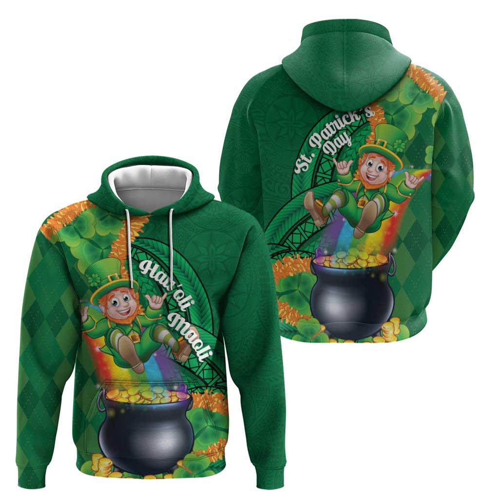 St Patrick's Day Hawaii Hoodie Hauoli Maoli Funny Shaka Leprechaun LT14 - Polynesian Pride