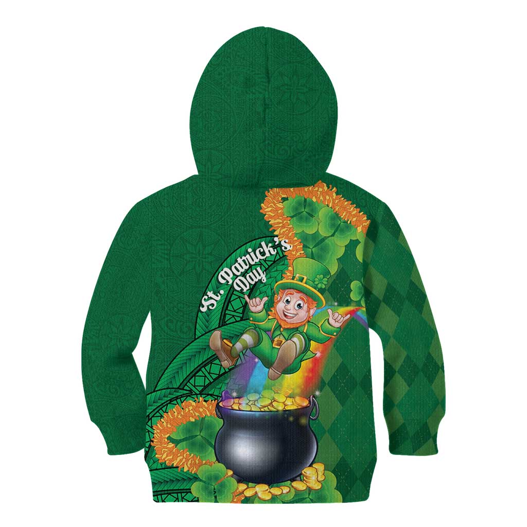 St Patrick's Day Hawaii Kid Hoodie Hauoli Maoli Funny Shaka Leprechaun LT14 - Polynesian Pride