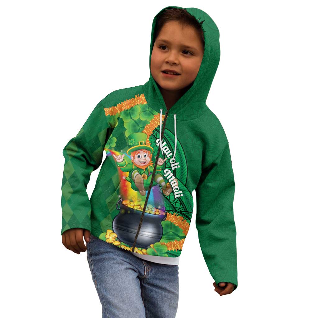 St Patrick's Day Hawaii Kid Hoodie Hauoli Maoli Funny Shaka Leprechaun LT14 - Polynesian Pride