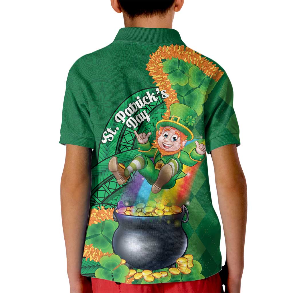 St Patrick's Day Hawaii Kid Polo Shirt Hauoli Maoli Funny Shaka Leprechaun LT14 - Polynesian Pride