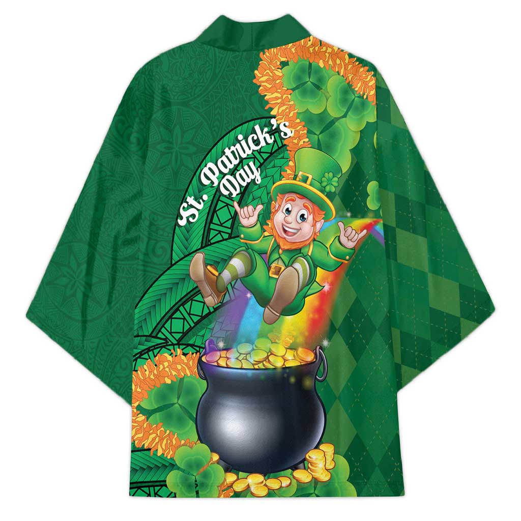 St Patrick's Day Hawaii Kimono Hauoli Maoli Funny Shaka Leprechaun LT14 - Polynesian Pride