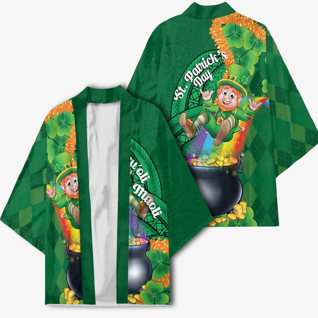 St Patrick's Day Hawaii Kimono Hauoli Maoli Funny Shaka Leprechaun LT14 - Polynesian Pride