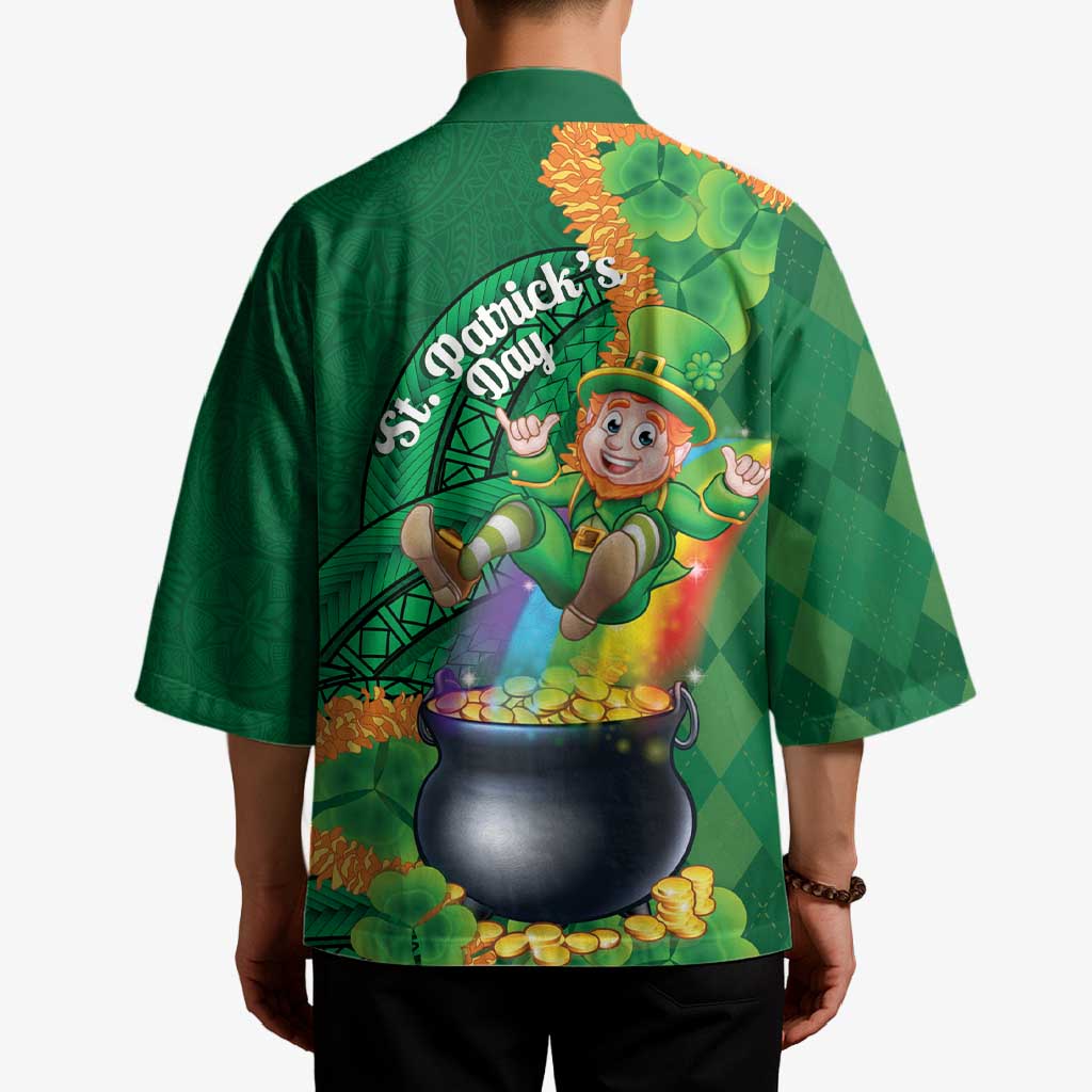St Patrick's Day Hawaii Kimono Hauoli Maoli Funny Shaka Leprechaun LT14 - Polynesian Pride