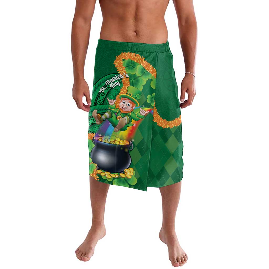 St Patrick's Day Hawaii Lavalava Hauoli Maoli Funny Shaka Leprechaun LT14 Green - Polynesian Pride