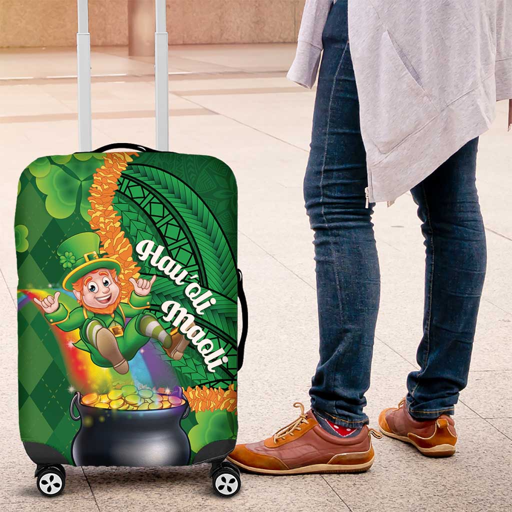 St Patrick's Day Hawaii Luggage Cover Hauoli Maoli Funny Shaka Leprechaun LT14 Green - Polynesian Pride