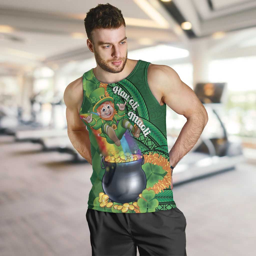 St Patrick's Day Hawaii Men Tank Top Hauoli Maoli Funny Shaka Leprechaun LT14 Green - Polynesian Pride