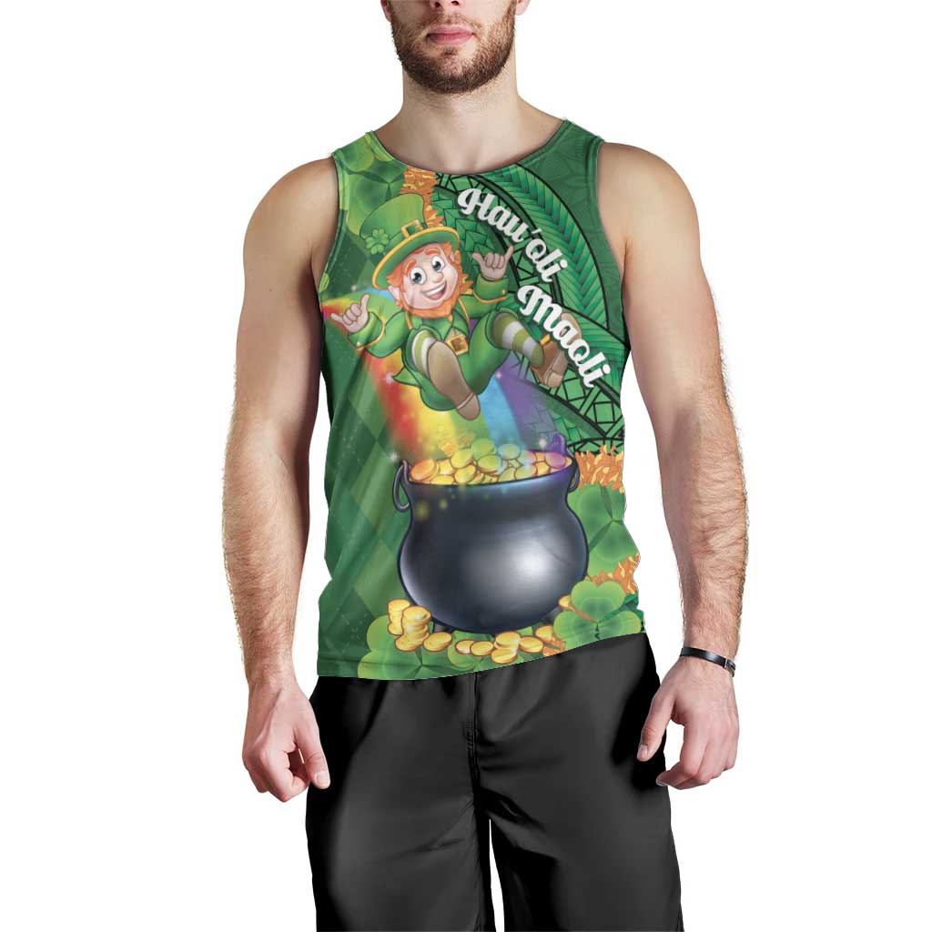 St Patrick's Day Hawaii Men Tank Top Hauoli Maoli Funny Shaka Leprechaun LT14 - Polynesian Pride