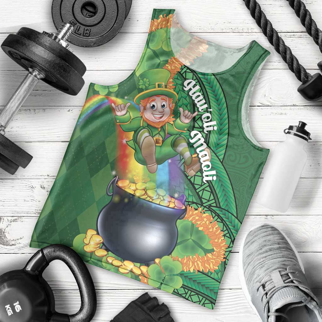 St Patrick's Day Hawaii Men Tank Top Hauoli Maoli Funny Shaka Leprechaun LT14 - Polynesian Pride