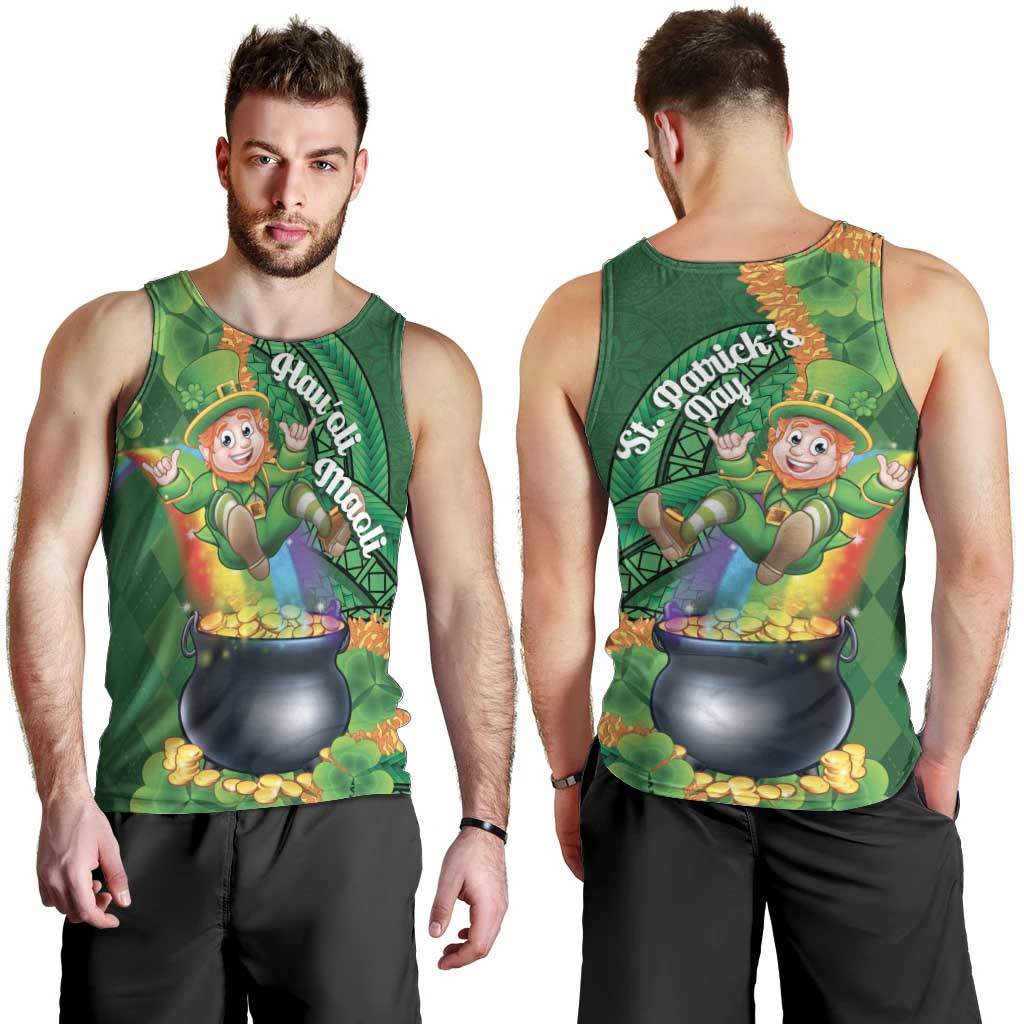 St Patrick's Day Hawaii Men Tank Top Hauoli Maoli Funny Shaka Leprechaun LT14 - Polynesian Pride